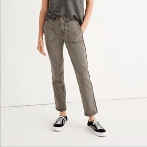 Madewell Stovepipe Fatigue Pants Grey Sparkle Stripe Edition Womens Size 26